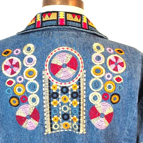 90s coldwater creek ジャケット　XL ヴィンテージ　　総柄 Vintage 90s Coldwater Creek Artsy Western Boho Embroidered